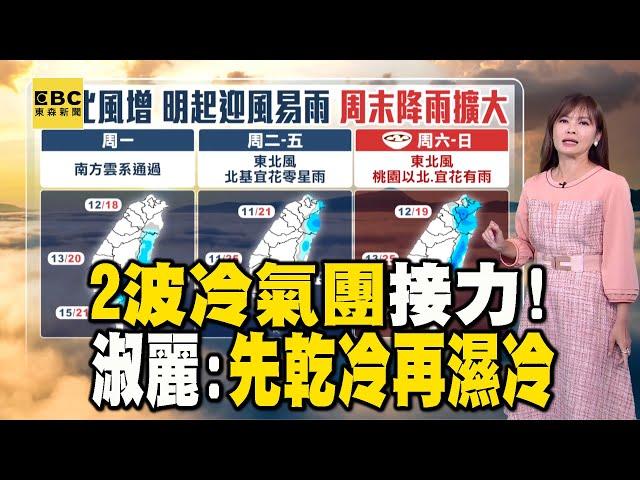 明晚冷氣團南下「先乾冷再濕冷」！ 王淑麗：冬至降雨擴大 @newsebc