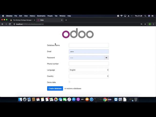 Tutorial Odoo : Install Odoo macOS