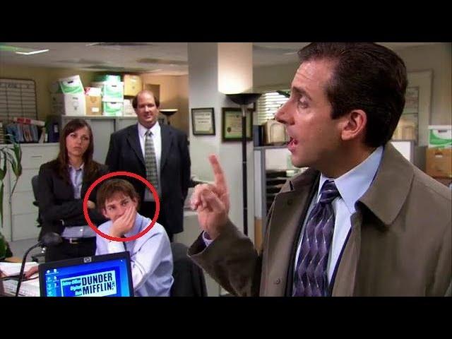 the office cast breaking character in the show (Mostly John Krasinski)