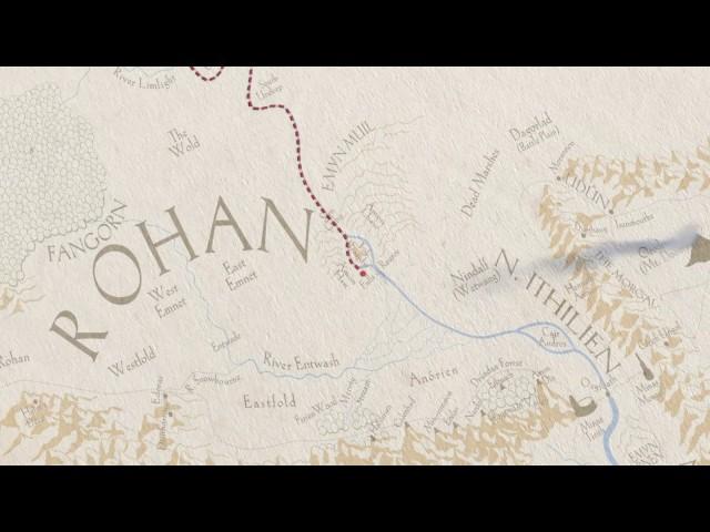 Lord of the Rings Map - The journey of Frodo from Hobbiton to Mount Doom