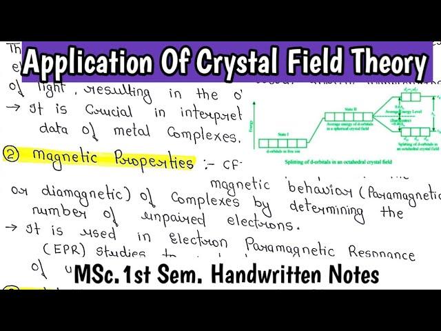 Applications Of Crystal Field Theory |  Inorganic Chemistry Notes | MSc.1st Sem. #chemistry