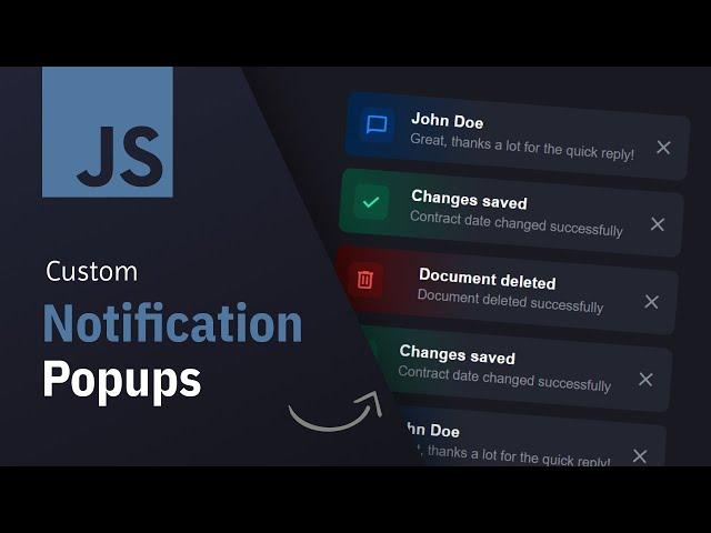 Custom Notification Popups | HTML, CSS, JS