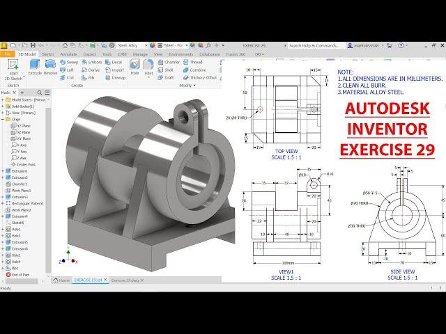 Autodesk Inventor 2024 Tutorial Exercise 29