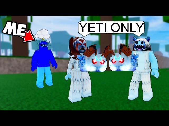 Going UNDERCOVER in a YETI FRUIT ONLY Clan.. (Blox Fruits)