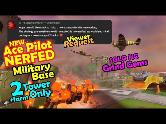 TDS SOLO HC Hardcore Ace Pilot Nerfed Military Base - Tower Defense Simulator Roblox