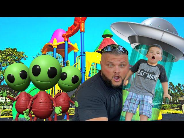 CALEB'S FAVORITE PLAYGROUND PARK!! ALIEN SPACESHIP at the PARK! Hide & Seek PRETEND PLAY with Mom!