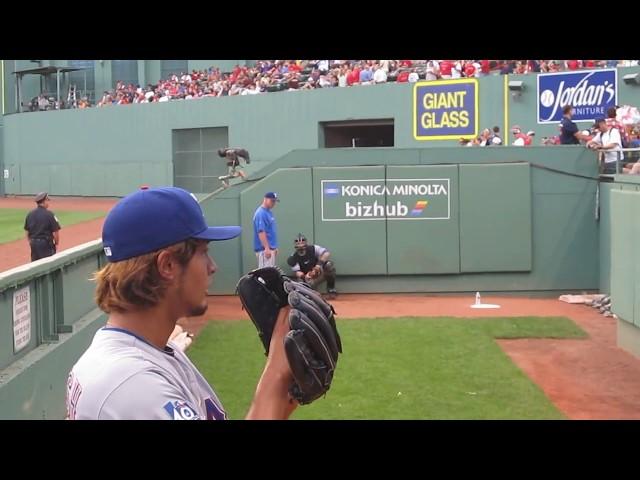 Yu Darvish Bullpen- Fenway Park August 6, 2012. WWW.BULLPENVIDEOS.COM