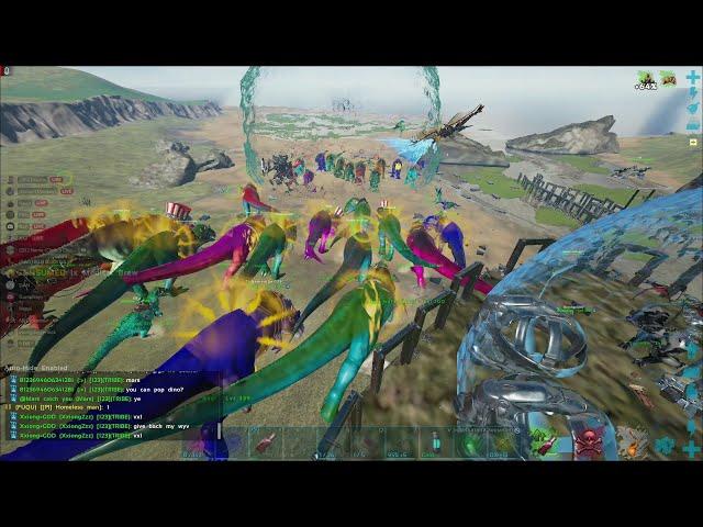 WE DESTROYED A MEGATRIBE IN ARK FOR 5 HOURS!