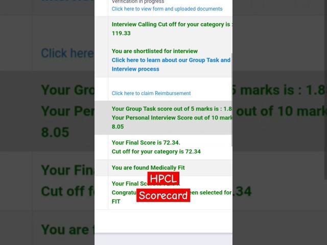 HPCL Scorecard || Overall score for Final Selection || @Hindustanpetroleum74 || HPCL CBT Marks