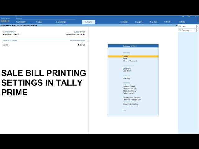 Sale Bill Printing Settings in Tally Prime | Tally Prime guide