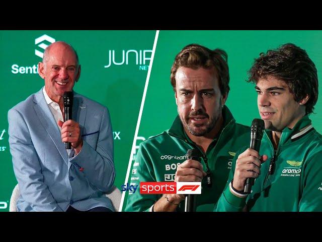 Adrian Newey JOINS Aston Martin  | Fernando Alonso, Lawrence Stroll and Lance Stroll react