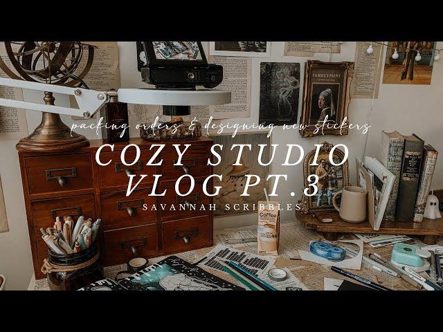 Cozy Studio Vlog Pt. 3 I Packing Orders, New Sticker Designs, & Recorating! 