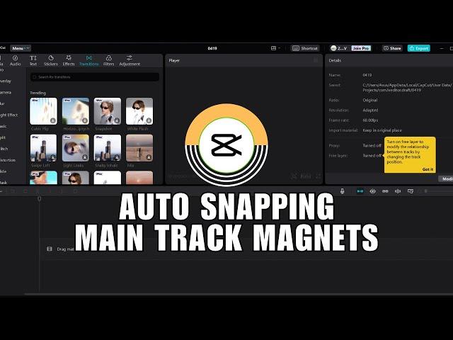 ️ SKILL BUILDER: How To Disable Auto Snapping And Main Track Magnets On CapCut PC