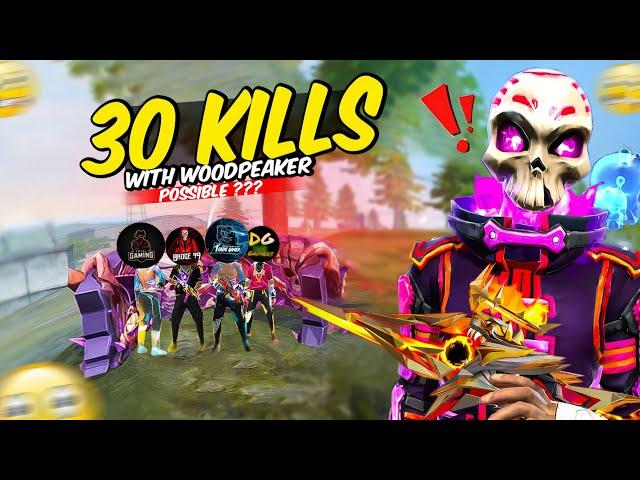 30 Kills Challenge Only with Single Woodpecker  Can I ?? Op 1 Vs 4 Gameplay  Free Fire