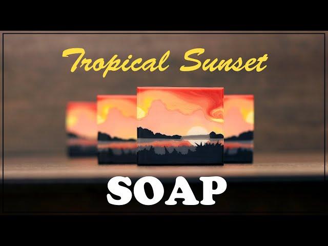 Making Tropical Sunset Cold Process Landscape soap with the sculpted layers and ombre techniques