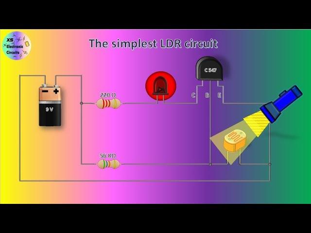 LDR circuit on breadboard,Simple dark and light sensor with LED, Light sensor circuit on breadboard