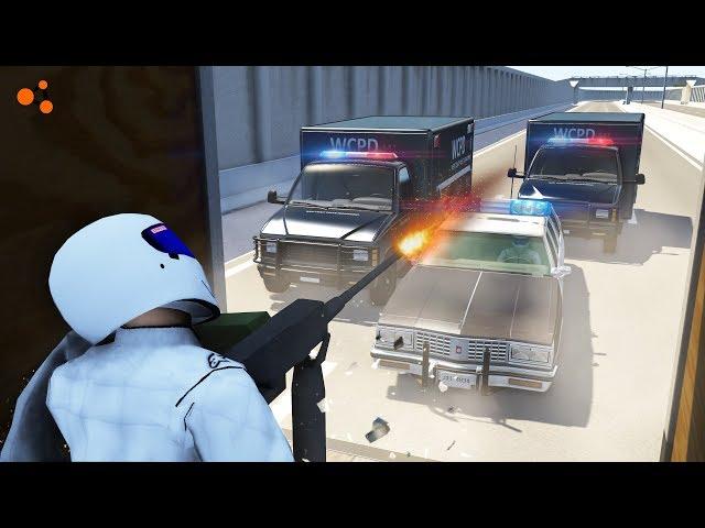 Beamng Drive - Police Chase Machine Gun vs Bandits #2