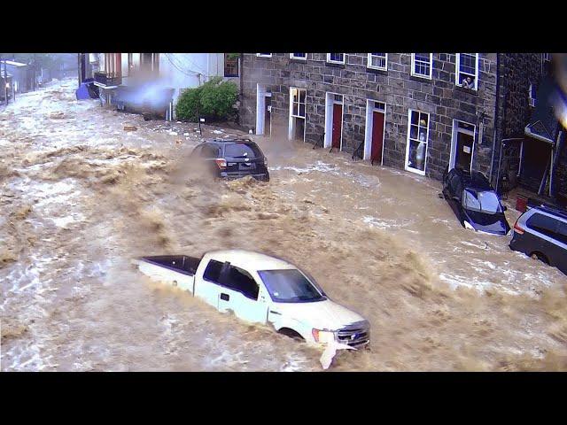 Roads turned into rivers !! Terrible flood in Liege, Belgium !