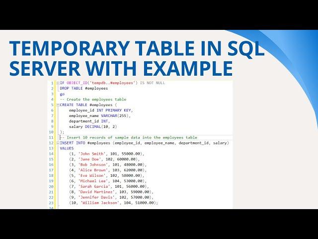 55 Temporary table in sql server with example