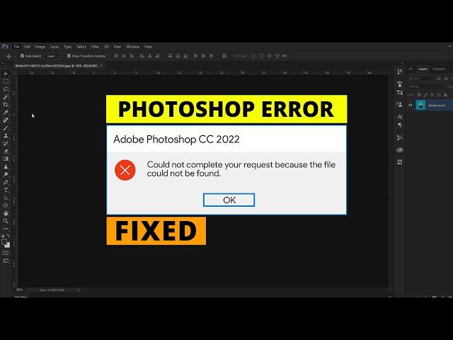 Adobe Photoshop "Error Fix" | Could not complete your request because of a program error | Fxmuni