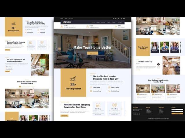 Complete Responsive Interior Design Website Template -HTML- CSS - JS - 100% Free - Free Website Code