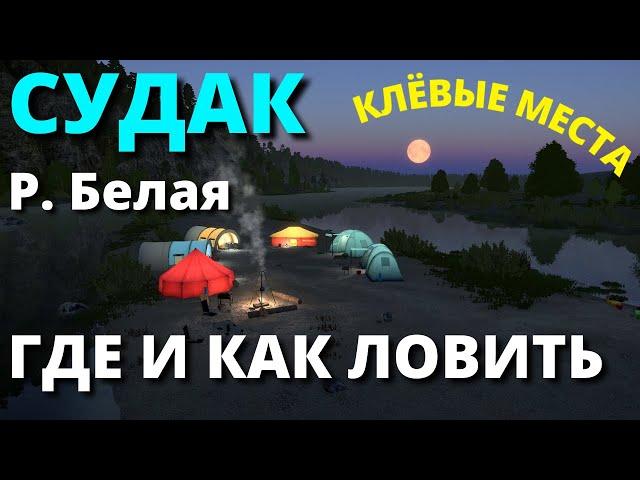 СУДАК река БЕЛАЯ фарм / ГДЕ и КАК ЛОВИТЬ / КЛЁВЫЕ МЕСТА /  РУССКАЯ РЫБАЛКА 4 / Russian Fishing 4