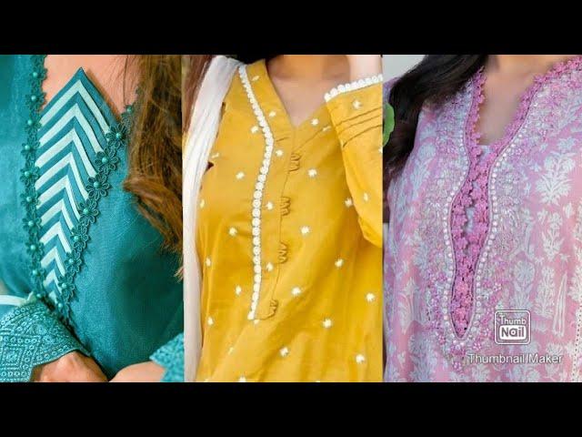 30+Very Stylish lace Neck Design For Summer/New Neck Design with lace/ Stitching ideas
