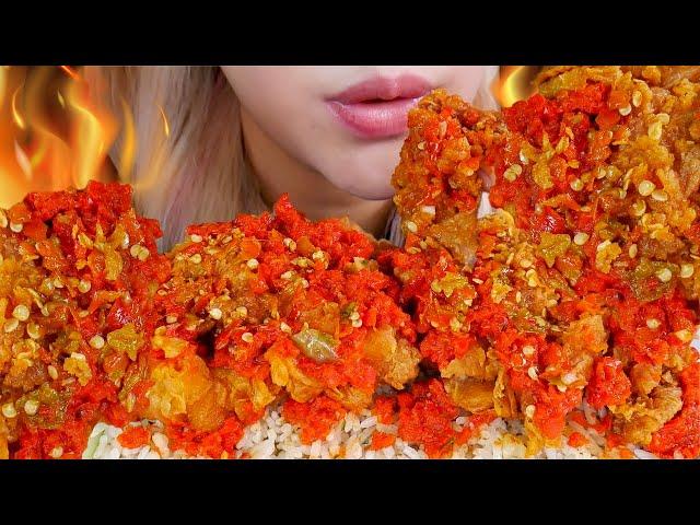 ASMR AYAM GEPREK BENSU NASI DAUN JERUK  SPICY CRUSHED FRIED CHICKEN LIME LEAVES RICE