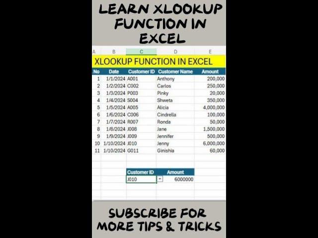 Learn how to use XLOOKUP function in Excel | Excel Illuminator #excel #shorts #viral