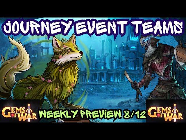 JOURNEY Event Teams H/M/L Weekly Preview Merlantis Underspire | Gems of War Live stream 8/12/2024