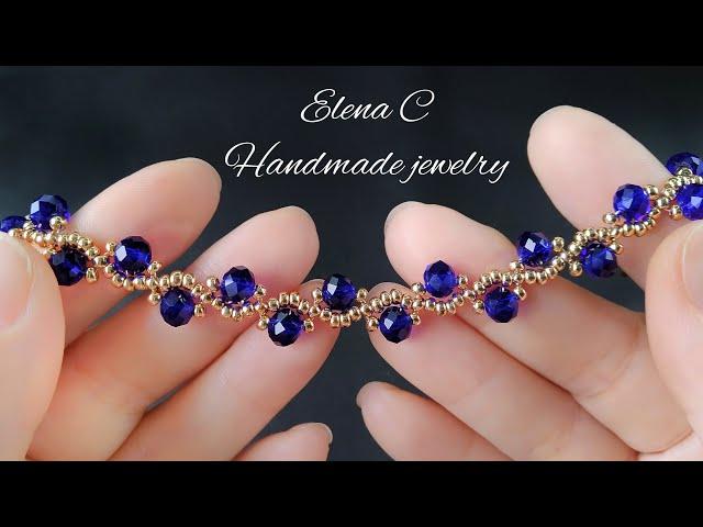 DIY Easy Beaded Bracelet Tutorial Простой Браслет из бисера и бусин своими руками Мастер Класс #diy