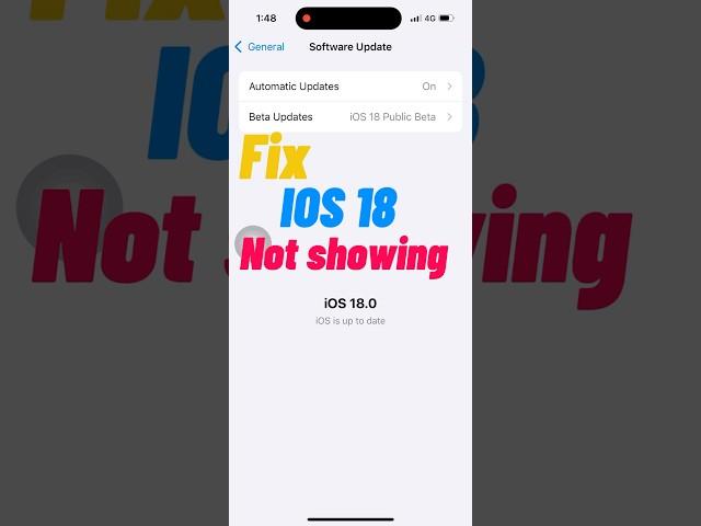 Fix not showing ios 18 update | beta newIos 18 update not showing problem fix #shorts