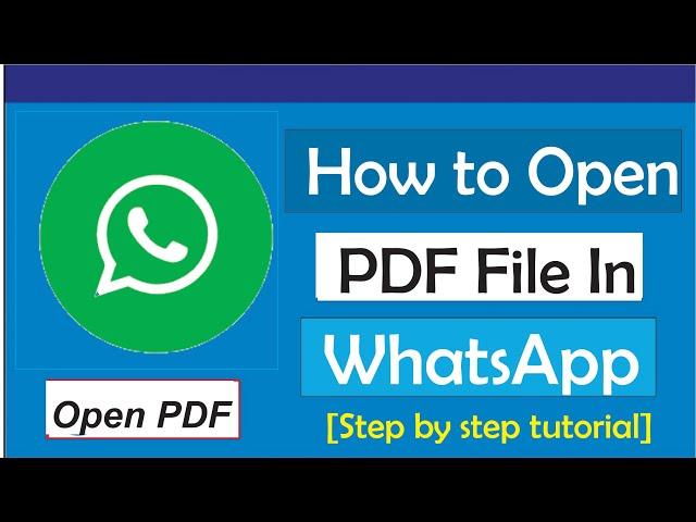 How To Open Pdf File In WhatsApp