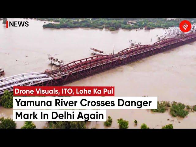 Delhi Flood: Yamuna River Water Level Crosses Danger Mark, Drone Visuals Show Rising Levels