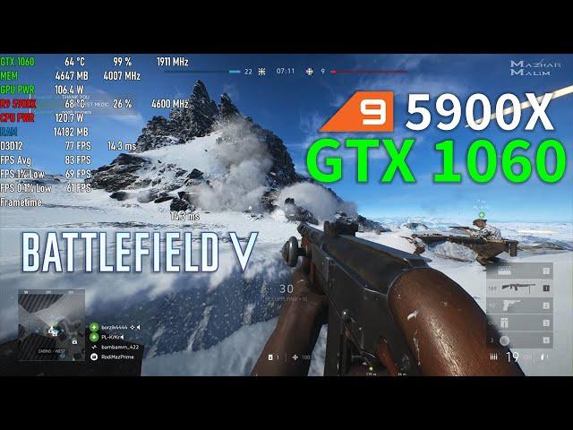 Battlefield V - Ryzen 9 5900X + GTX 1060 | High Settings | 1080p