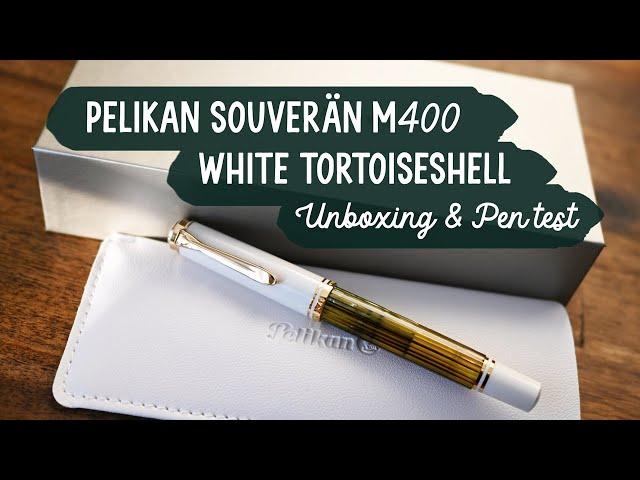 Pelikan Souveran M400 White Tortoiseshell Unboxing | Fountain Pen Size Comparison | Ink and Pen Test