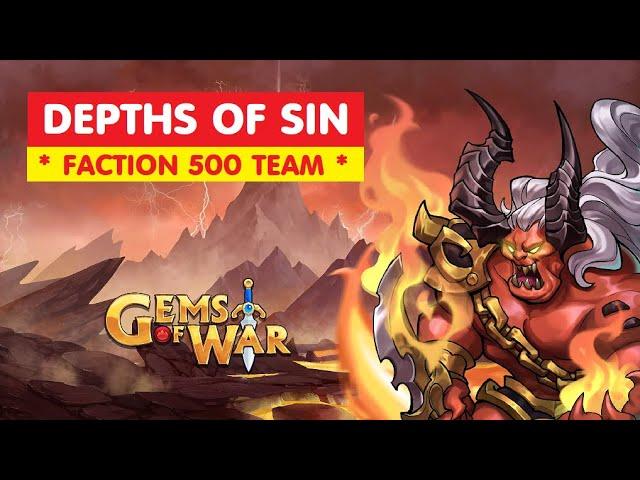 Gems of War DEPTHS OF SIN Faction 500 Delve Guide and Best Team! Easy pure strategy!