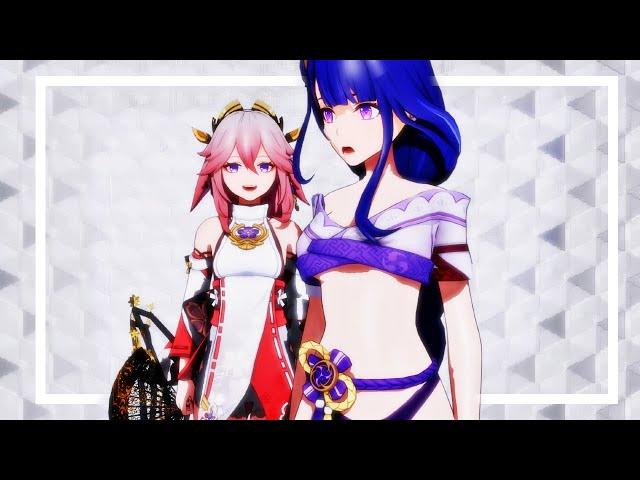 Yae Miko Raiden Shogun MMD Dance [ Simple Dimple ] [ Genshin Impact MMD / 60 FPS / 4k ]