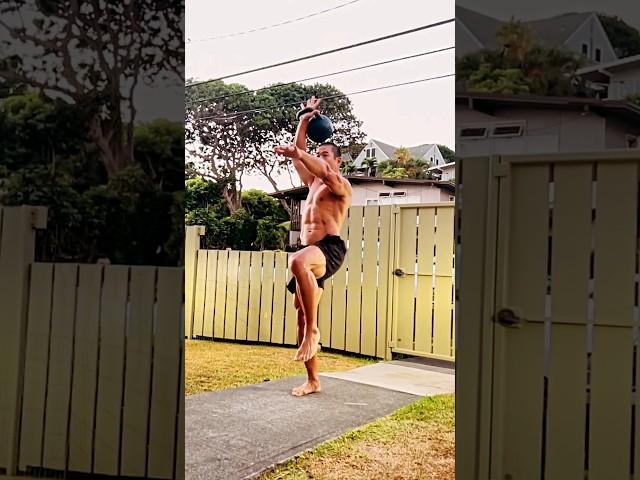 12 kg./26 lbs. Single Leg Kettlebell Snatch SLOW MOTION - age 54, August 11, 2023, 7:08 pm