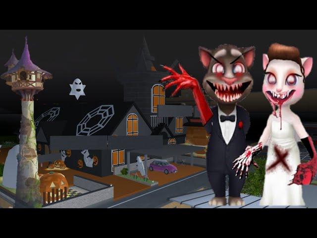 Haunted Talking Tom & Wife Angela Cat Zombie Spotted  | SAKURA School Simulator Horror Drama 