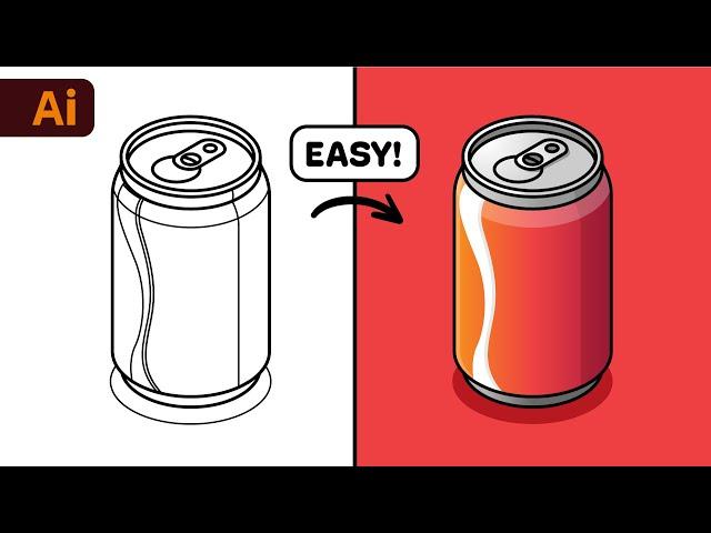 Illustrator Beginner Tutorial - Create Isometric Vector Soda Can