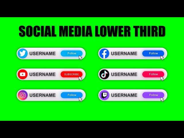 Social Media Lower Third Animation For Your Videos - GREEN SCREEN