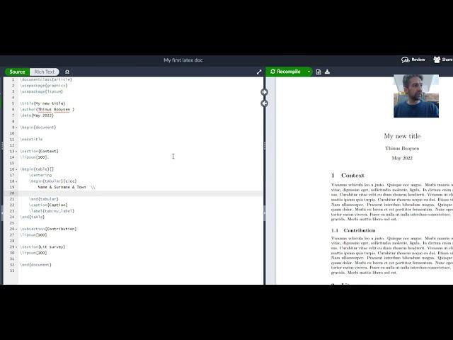 L03: Inserting tables into LaTeX on Overleaf