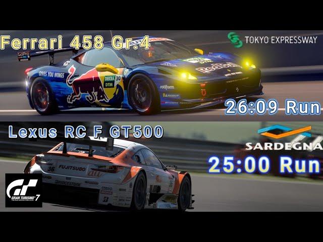 GT7 Tokyo Expressway 600 and Sardegna 800 Combo w/ Ferrari 458 Gr.4 and Lexus RC F GT500 Builds