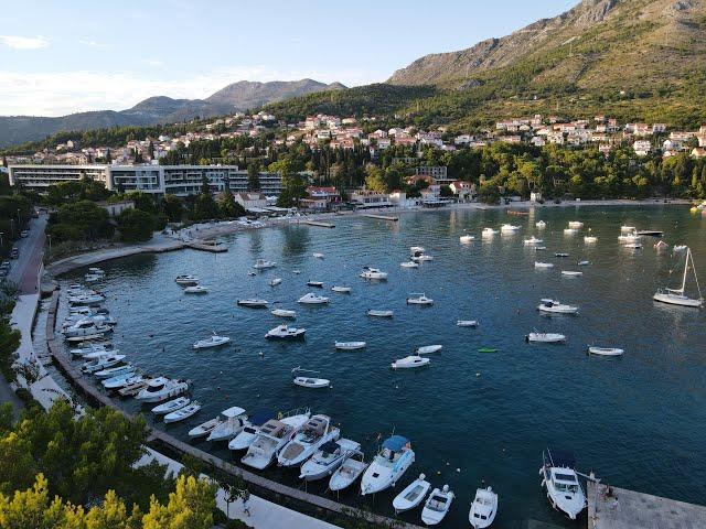 Srebreno Bay, Dubrovnik, Croatia. 4K Drone Footage.