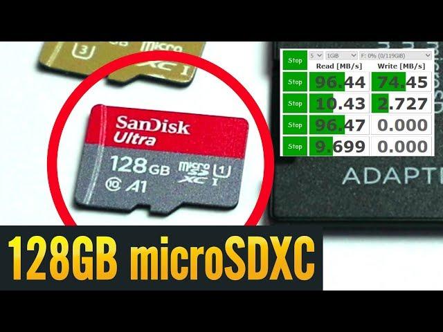 SanDisk Ultra 128GB microSDXC SDSQUAR-128G-GN6MA Unboxing + Speed Test