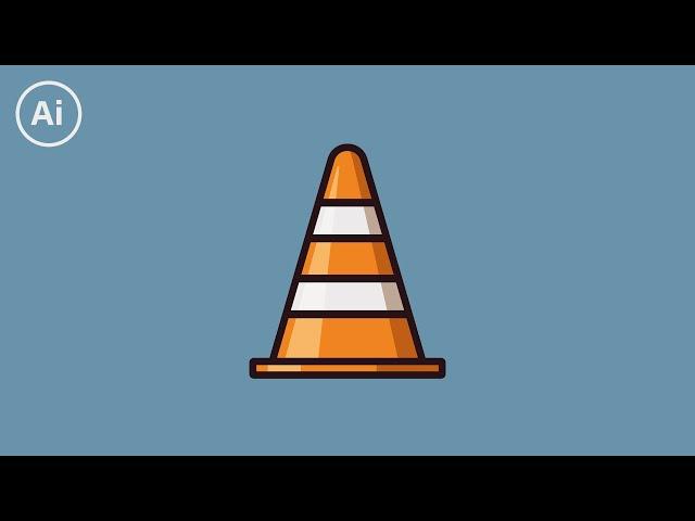 Flat Design Traffic Cone (Illustrator Tutorial)