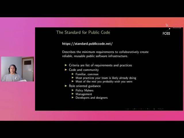 #FOSSBack: Eric Herman - How the Standard for Public Code can help you collaborate over time & space