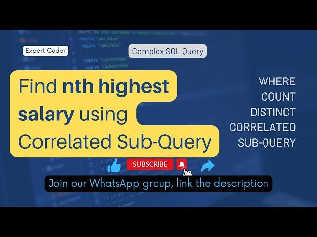 SQL Query Tutorial - Find nth highest salary using Correlated Sub-Query