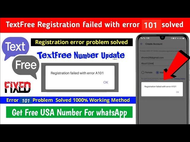 How to Fix Registration Failed With Error 101| TextFree registration failed witherror problem solved